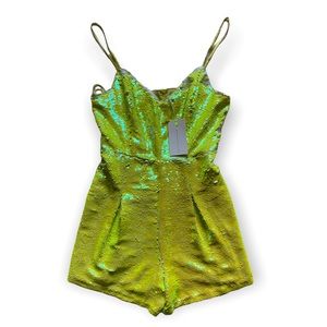 Neon Yellow Sequin Romper NWT size S